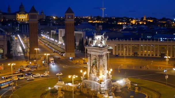 Placa De Espanya (Praça da Espanha). Barcelona, Espanha — Vídeo de Stock