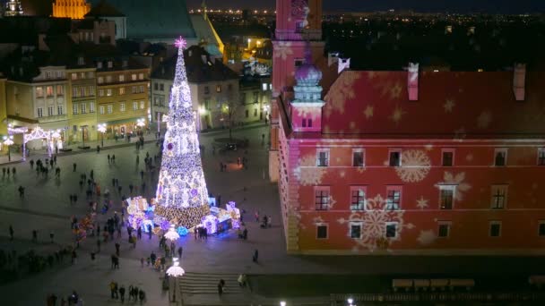 Vánoční dekorace ve Varšavě, Polsko. — Stock video