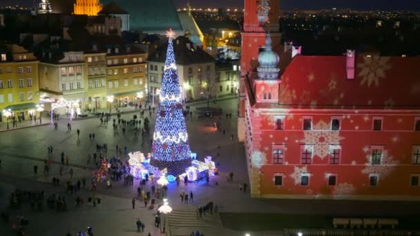 Vánoční dekorace ve Varšavě, Polsko. — Stock video