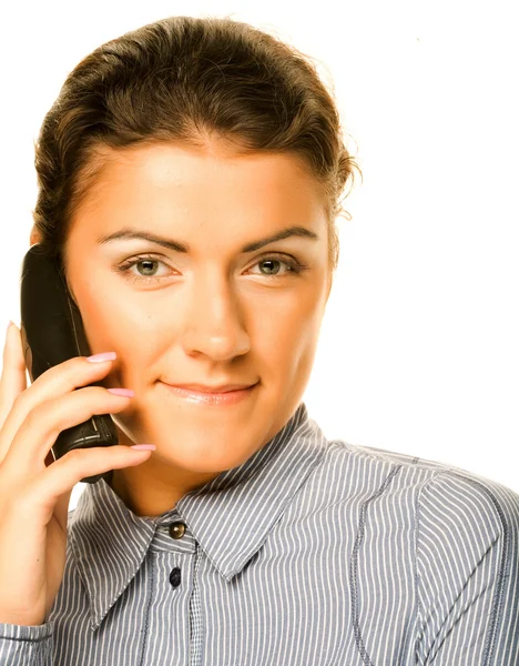 Portrait de femme d'affaires souriante téléphone parlant — Photo