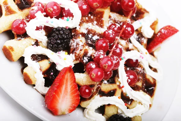 Delicious waffles and fresh berries — Stock Photo, Image