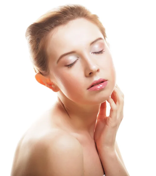 Beautiful womans face with clean skin — Stock Photo, Image