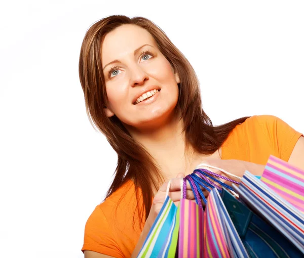 Mulher de compras sorrindo . — Fotografia de Stock