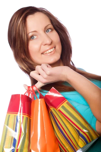 Mulher de compras sorrindo . — Fotografia de Stock