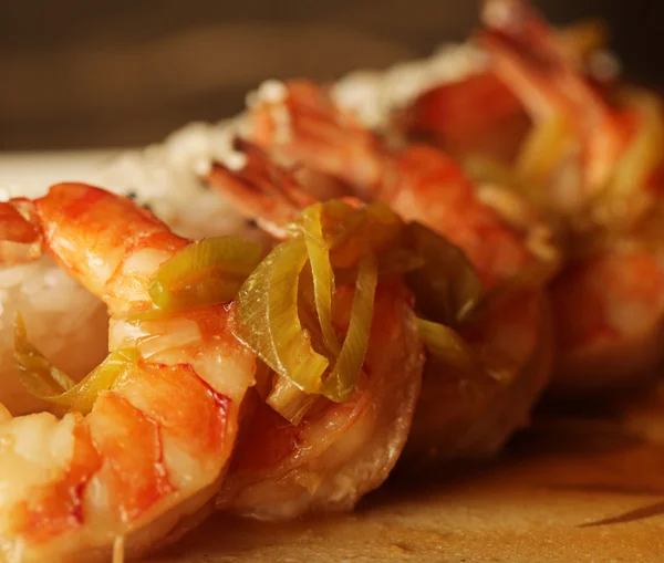 Baked shrimp with rice — Stock Photo, Image