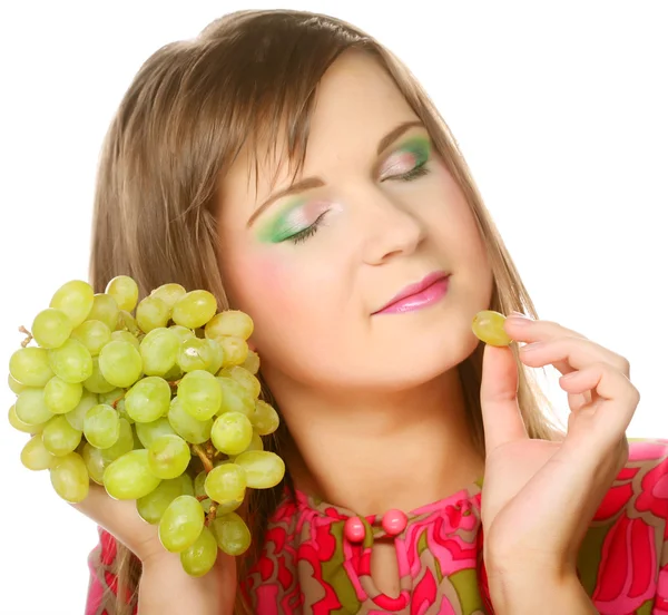 Woman with bunch of grape. — Stock Photo, Image