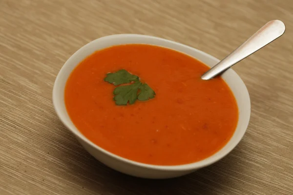 Schüssel mit Kürbissuppe — Stockfoto