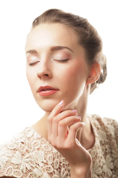 Young smiling woman with healthy skin — Stock Photo, Image