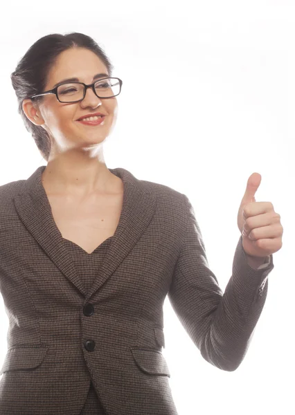 Mujer de negocios dando pulgares hacia arriba —  Fotos de Stock