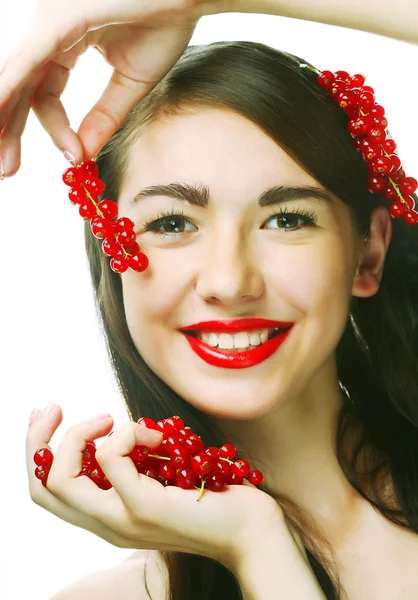 Mujer con grosella roja . — Foto de Stock