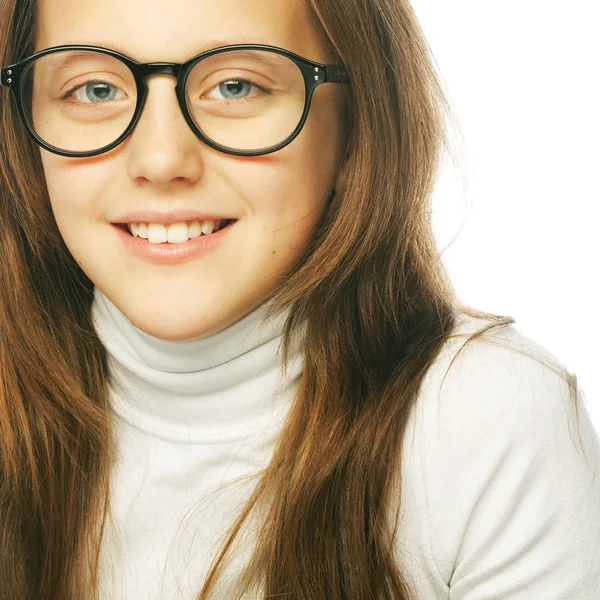 Girato di una bambina in occhiali — Foto Stock