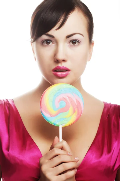 Pretty woman with lollipop. — Stock Photo, Image