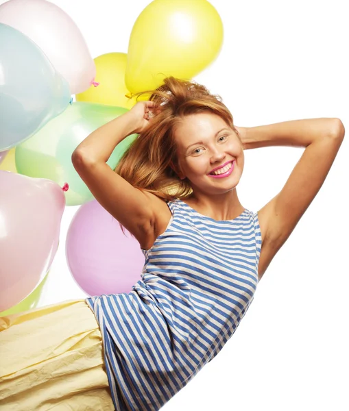 Happy girl with balloons — Stock Photo, Image