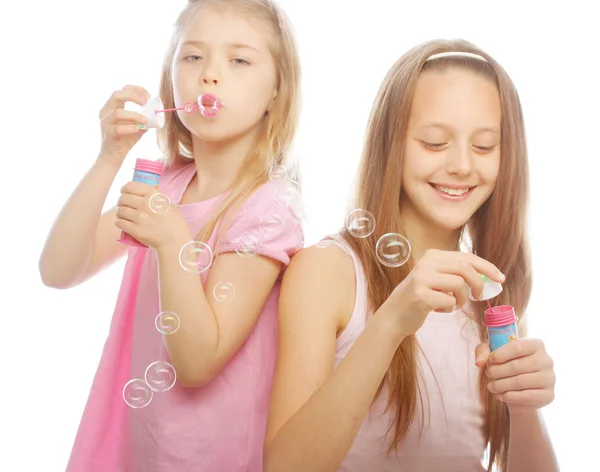 Girls with soap bubbles — Stock Photo, Image