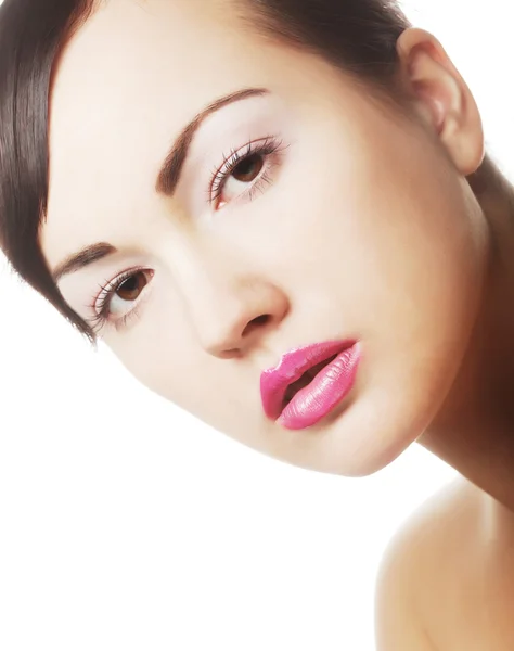 Lady with pink lips — Stock Photo, Image