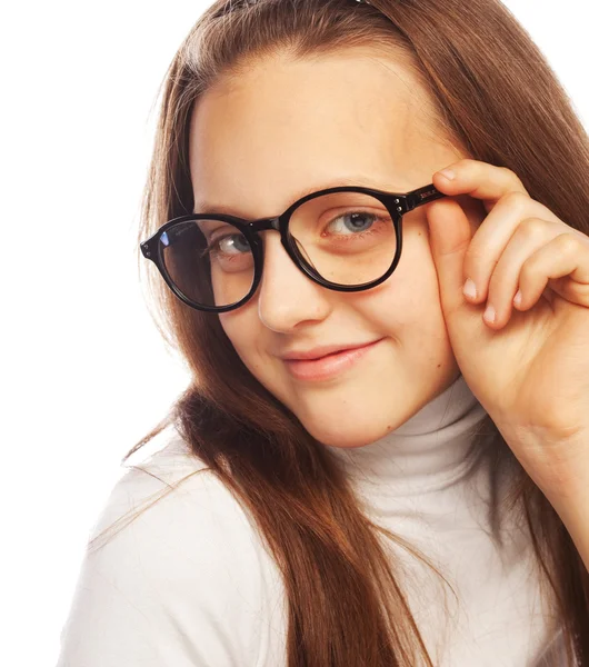 Skott av en liten flicka i glasögon — Stockfoto