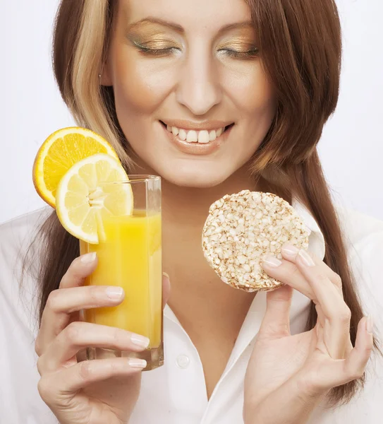 Woman  with glass of juice — Stock Photo, Image