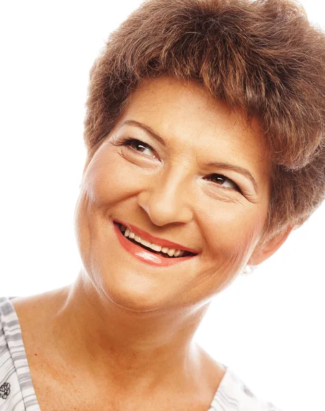 Close-up van een volwassen vrouw die lacht — Stockfoto