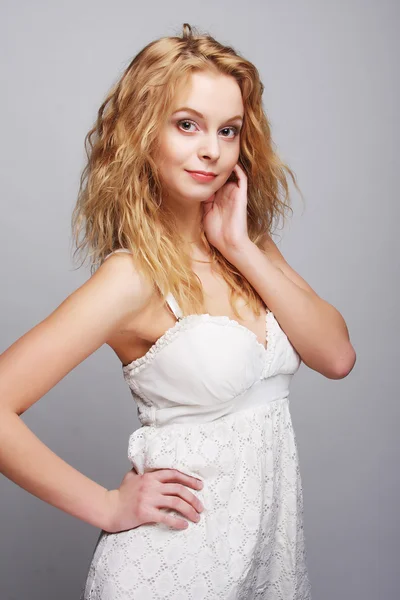 Blond woman with curly hair — Stock Photo, Image