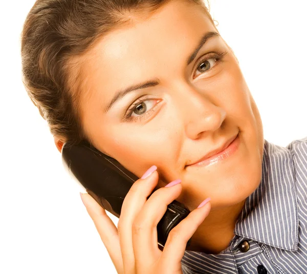 Retrato de una mujer de negocios sonriente hablando por teléfono —  Fotos de Stock