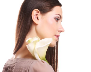 calla çiçek güzel bir kadınla