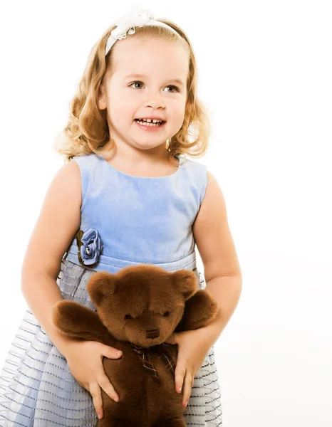 Menina vestindo vestido azul — Fotografia de Stock