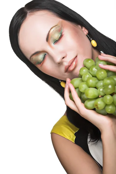 Woman with green grape — Stock Photo, Image