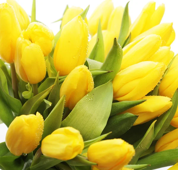 Buquê de tulipas em vaso de vidro — Fotografia de Stock