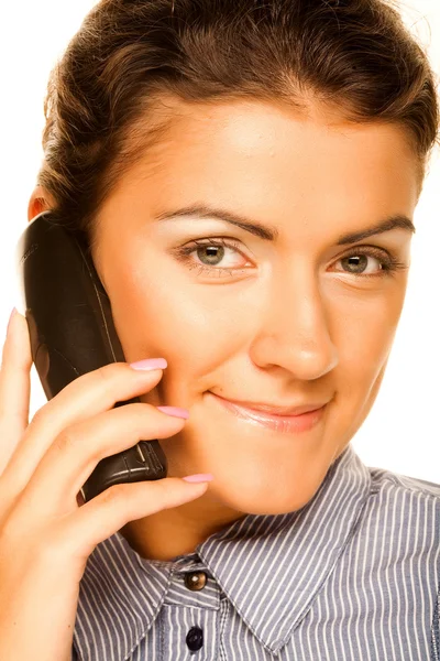 Retrato de una mujer de negocios sonriente hablando por teléfono —  Fotos de Stock