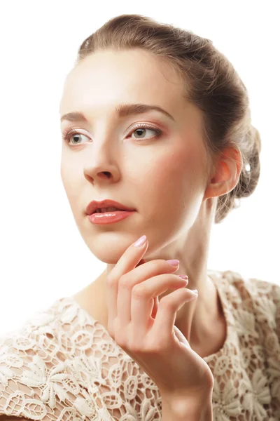 Young smiling woman with healthy skin — Stock Photo, Image