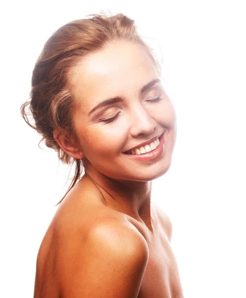 Joven mujer sonriente con la piel sana — Foto de Stock