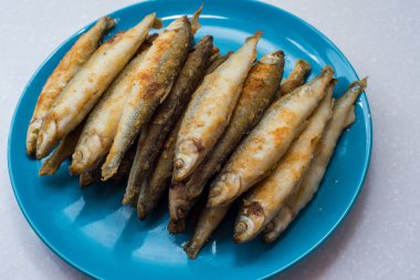 Kızarmış eritilmiş beyaz zemin üzerine mavi plaka mevcuttur