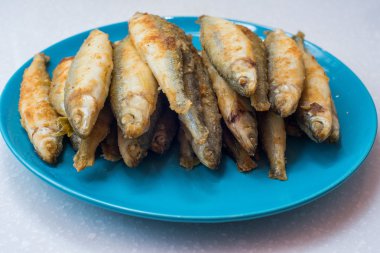 Kızarmış eritilmiş beyaz zemin üzerine mavi plaka mevcuttur