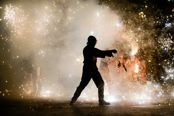 Fire show amazing at night — Stock Photo, Image