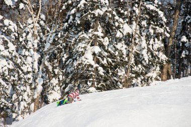 kış orman Kayak iz