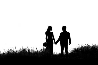 güvenle ayakta gelin silüeti