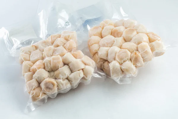 Frozen scallop meat in the package — Stock Photo, Image