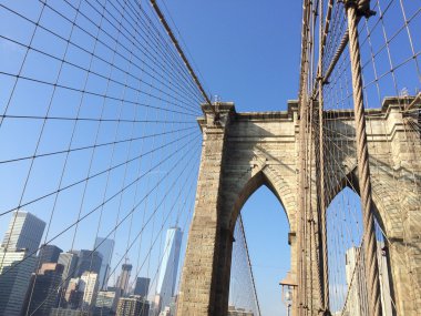 Brooklyn Köprüsü, Nyc, ABD görünümünden Manhattan.