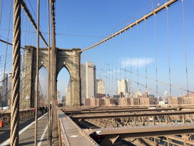 Brooklyn Köprüsü, Nyc, ABD görünümünden Manhattan.