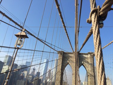 Brooklyn Köprüsü, Nyc, ABD görünümünden Manhattan.