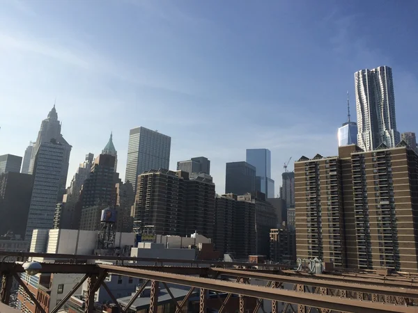 Manhattan view from Brooklyn Bridge, NYC, USA. — Stock Photo, Image