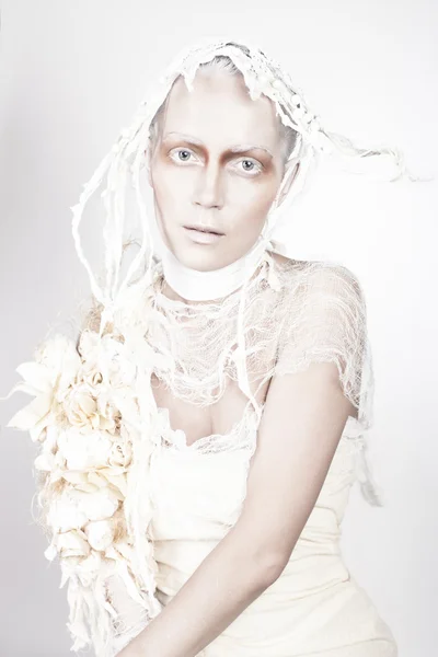 Krásná modelka s kreativní make-up zblízka portrait.halloween Stock Snímky