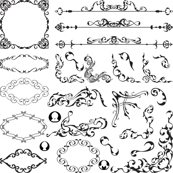 Conjunto de elementos de arte ornamental — Vector de stock