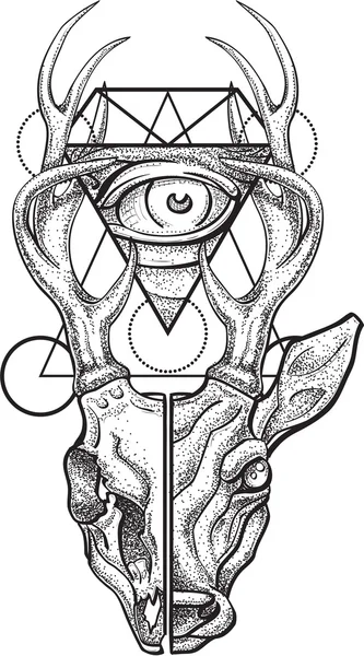 Олень череп і око — стоковий вектор