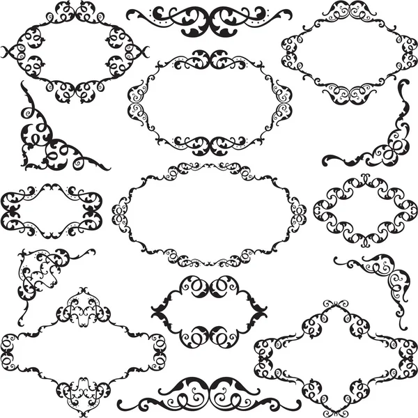 ビクトリア朝の渦巻き模様の華やかなセット — ストックベクタ