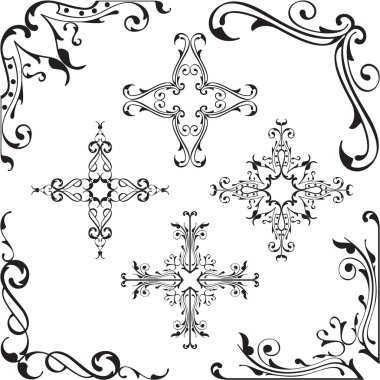 Ornament baroque corners set