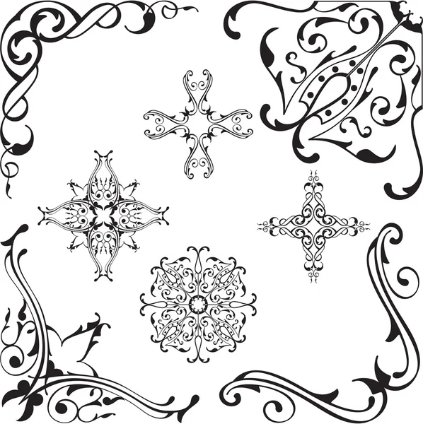 Scroll baroque corners set — Stock Vector