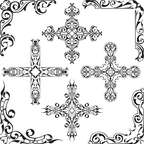 Coin de luxe baroque bel ensemble — Image vectorielle