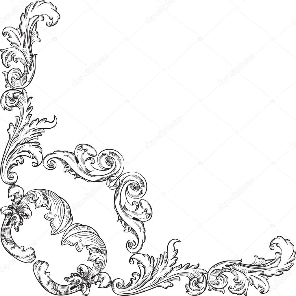 Vintage baroque corner element