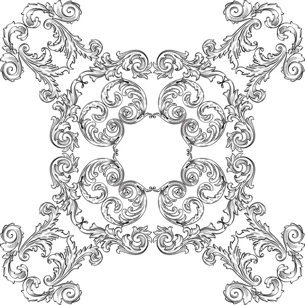Roseta de arte barroco bonito patrón — Vector de stock